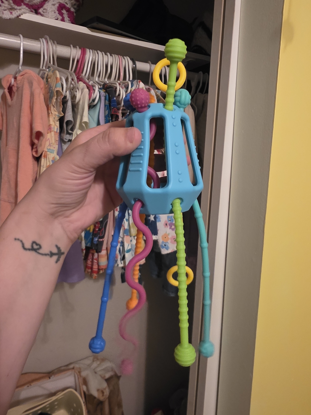 Bright Blue Sensory Hanging Teether and Activity Toy